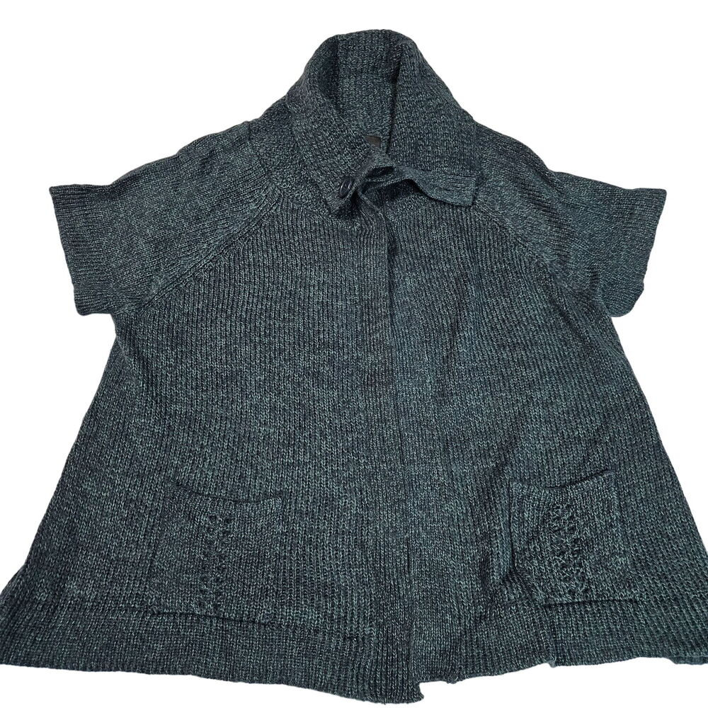 New Direction Womens Cape Sweater Size 2XL Blue 100% Acrylic Short Sleeve